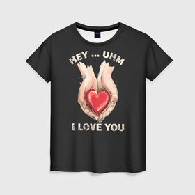 Женская футболка 3D с принтом I love you в Рязани, 100% полиэфир ( синтетическое хлопкоподобное полотно) | прямой крой, круглый вырез горловины, длина до линии бедер | angel | cupid | day | happy | heart | love | rose | valentine | valentines | ангел | валентин | валентина | валентинка | день | купидон | любовь | святого | святой | сердце
