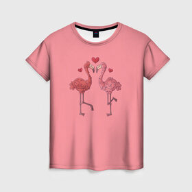 Женская футболка 3D с принтом Love Forever в Рязани, 100% полиэфир ( синтетическое хлопкоподобное полотно) | прямой крой, круглый вырез горловины, длина до линии бедер | angel | cupid | day | flamingo | happy | heart | love | rose | valentine | valentines | ангел | валентин | валентина | валентинка | день | купидон | любовь | святого | святой | сердце | фламинго