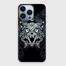 Чехол для iPhone 13 Pro с принтом Фенрир в Рязани,  |  | braid | celtic | fernier | ornament | pattern | sacred signs | scandinavian | wolf | волк | кельтский | орнамент | плетенка | сакральные знаки | скандинавский | узор | фернир