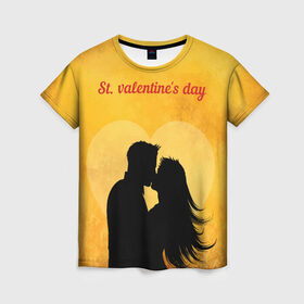 Женская футболка 3D с принтом St. valentines day в Рязани, 100% полиэфир ( синтетическое хлопкоподобное полотно) | прямой крой, круглый вырез горловины, длина до линии бедер | 14 февраля | love | the 14th of february | valentine | день влюбленных | любовь | пара | святой валентин