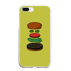 Чехол для iPhone 7Plus/8 Plus матовый с принтом Бургер в разборе в Рязани, Силикон | Область печати: задняя сторона чехла, без боковых панелей | Тематика изображения на принте: fastfood | food | pattern | бургер | бургер кинг | гамбургер | еда | макдональдс | паттерн | фастфуд