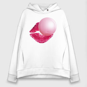 Женское худи Oversize хлопок с принтом BubbleGum Lips в Рязани, френч-терри — 70% хлопок, 30% полиэстер. Мягкий теплый начес внутри —100% хлопок | боковые карманы, эластичные манжеты и нижняя кромка, капюшон на магнитной кнопке | bubble | bubblegum | day | gum | heart | kiss | lips | love | romantic | valentine | valentines | амур | валентина | влюбленные | влюбленных | всех | губы | день | жвачка | любовь | поцелуй | романтика | романтичность | святого | сердечк