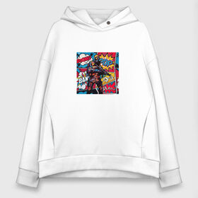 Женское худи Oversize хлопок с принтом Cs:Go Pop Art в Рязани, френч-терри — 70% хлопок, 30% полиэстер. Мягкий теплый начес внутри —100% хлопок | боковые карманы, эластичные манжеты и нижняя кромка, капюшон на магнитной кнопке | counter strike | cs go | game | pop art | игра | комикс | кс го | поп арт