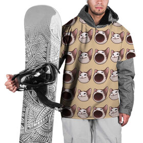 Накидка на куртку 3D с принтом поп кэт в Рязани, 100% полиэстер |  | popping cat | кот | мем