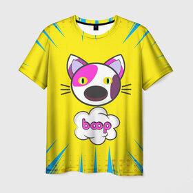 Мужская футболка 3D с принтом PoP CaT BooP в Рязани, 100% полиэфир | прямой крой, круглый вырез горловины, длина до линии бедер | boom | meme | pop art | popping | бум | буп кот | котик | мем | поп арт | ретро | стиль