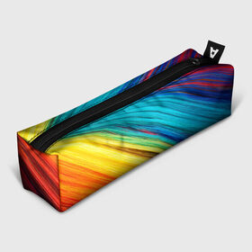 Пенал 3D с принтом цветной мех диагональ в Рязани, 100% полиэстер | плотная ткань, застежка на молнии | волокна | геометрия | диагональ | краски | мех | полоски | полосы | радуга | текстура | цвета | яркий