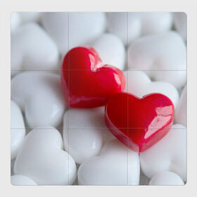 Магнитный плакат 3Х3 с принтом два сердца пара в Рязани, Полимерный материал с магнитным слоем | 9 деталей размером 9*9 см | вдвоем | взаимность | вместе | два сердца | любовь | мы | нашлись | пара | сердечки | сердца