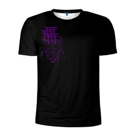 Мужская футболка 3D спортивная с принтом Фиолетовая Япония в Рязани, 100% полиэстер с улучшенными характеристиками | приталенный силуэт, круглая горловина, широкие плечи, сужается к линии бедра | ворота | графика | демоны | они | самурай | скетч | тории | фиолетовый | хання | ханья | япония