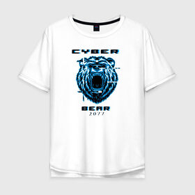 Мужская футболка хлопок Oversize с принтом CYBER BEAR 2077 в Рязани, 100% хлопок | свободный крой, круглый ворот, “спинка” длиннее передней части | cyberpunk 2077 | hacker | maelstrom | militech | quadra | samurai | technology | trauma team | v | будущее | игра | иероглифы | киану ривз | кибер | киберпанк | киборг | киборги | корпорация | лого | медведь | милитек | мишка | панк | роботы | са