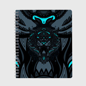 Тетрадь с принтом Рисунок тигр в Рязани, 100% бумага | 48 листов, плотность листов — 60 г/м2, плотность картонной обложки — 250 г/м2. Листы скреплены сбоку удобной пружинной спиралью. Уголки страниц и обложки скругленные. Цвет линий — светло-серый
 | art | head | tiger | абстракция | арт | голова | животные | орнамент | рисунок | сова | тигр