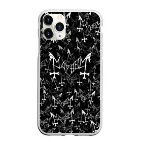 Чехол для iPhone 11 Pro матовый с принтом Mayhem в Рязани, Силикон |  | black | death | metal | rock | блэк | майхем | мейхем | метал | паттерн