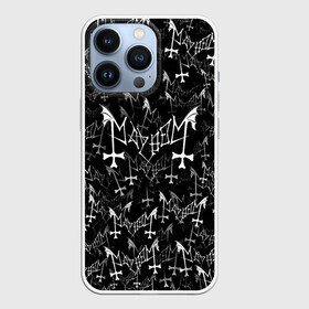 Чехол для iPhone 13 Pro с принтом Mayhem в Рязани,  |  | black | death | metal | rock | блэк | майхем | мейхем | метал | паттерн