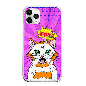 Чехол для iPhone 11 Pro Max матовый с принтом Meow Pop Art Cat в Рязани, Силикон |  | comics | kitty | meow | pop art | pop cat | retro | арт | белый кот | взгляд | глаза | голова кота | животные | киска | комикс | кот | кошак | кошечка | мем | мультяшный | мур мур | мяу | поп арт | прикол | пушистик | ретро