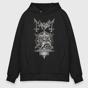 Мужское худи Oversize хлопок с принтом MAYHEM в Рязани, френч-терри — 70% хлопок, 30% полиэстер. Мягкий теплый начес внутри —100% хлопок | боковые карманы, эластичные манжеты и нижняя кромка, капюшон на магнитной кнопке | black metal | mayhem | блэк метал | группа | мейхем | метал | рок