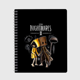 Тетрадь с принтом LITTLE NIGHTMARES 2 в Рязани, 100% бумага | 48 листов, плотность листов — 60 г/м2, плотность картонной обложки — 250 г/м2. Листы скреплены сбоку удобной пружинной спиралью. Уголки страниц и обложки скругленные. Цвет линий — светло-серый
 | little nightmares | little nightmares 2 | six | игры | комиксы | шестая