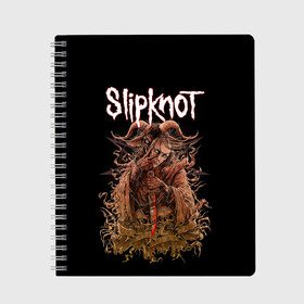 Тетрадь с принтом SLIPKNOT в Рязани, 100% бумага | 48 листов, плотность листов — 60 г/м2, плотность картонной обложки — 250 г/м2. Листы скреплены сбоку удобной пружинной спиралью. Уголки страниц и обложки скругленные. Цвет линий — светло-серый
 | Тематика изображения на принте: art | band | corey | grunge | iowa | metal | music | punk | rock | slipknot | taylor | usa | группа | джои | кори | металл | мик | музыка | панк | петля | рок | сид | слипнот | тэйлор | шон