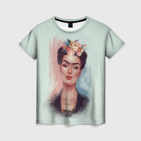 Женская футболка 3D с принтом Frida в Рязани, 100% полиэфир ( синтетическое хлопкоподобное полотно) | прямой крой, круглый вырез горловины, длина до линии бедер | 8 march | 8 марта | cool girl | feminism | flower | frida | girl | kahlo | woman | в подарок | весна | девочкам | девочке | женские | женщинам | женщине | март | праздник | фем | феменизм | фрида кало | цветочки | цветы