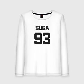 Женский лонгслив хлопок с принтом BTS - Suga 93 в Рязани, 100% хлопок |  | agust | agust d | boysband | bts | k pop | korea | korean | music | suga | suga 93 | бтс | к поп | кей поп | корейская | корейский | корея | кпоп | музыка | суга | шуга | шуга 93