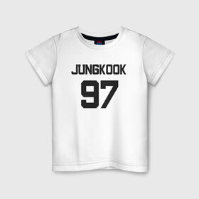 Детская футболка хлопок с принтом BTS - Jungkook 97 в Рязани, 100% хлопок | круглый вырез горловины, полуприлегающий силуэт, длина до линии бедер | Тематика изображения на принте: boysband | bts | jungkook | jungkook 97 | k pop | korea | korean | music | бтс | джонгук | к поп | кей поп | корейская | корейский | корея | кпоп | музыка | чонгук