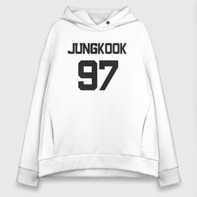 Женское худи Oversize хлопок с принтом BTS - Jungkook 97 в Рязани, френч-терри — 70% хлопок, 30% полиэстер. Мягкий теплый начес внутри —100% хлопок | боковые карманы, эластичные манжеты и нижняя кромка, капюшон на магнитной кнопке | Тематика изображения на принте: boysband | bts | jungkook | jungkook 97 | k pop | korea | korean | music | бтс | джонгук | к поп | кей поп | корейская | корейский | корея | кпоп | музыка | чонгук