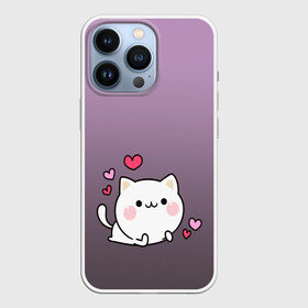 Чехол для iPhone 13 Pro с принтом влюбленный котенок в Рязани,  |  | влюбленный | градиент | котенок | котик | любовь | мем | минимализм | подарок любимому | простой | рисунок | сердечки | смотри как на героя | чувства | эмодзи