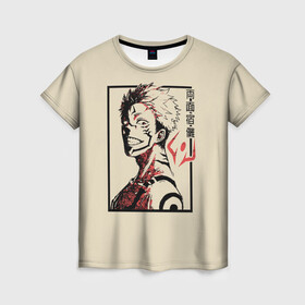 Женская футболка 3D с принтом Cукуна в Рязани, 100% полиэфир ( синтетическое хлопкоподобное полотно) | прямой крой, круглый вырез горловины, длина до линии бедер | fushiguro | gojo | itadori | jujutsu | kaisen | kugisaki | megumi | nobaru | satoru | sukuna | yuji | битва | гето | годжо | дзюго | итадори | кенто | кугисаки | магическая | махито | мегуми | нанами | нобара | пальцы | сатору | сугуру | сукуна
