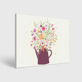 Холст прямоугольный с принтом Цветы в чайнике в Рязани, 100% ПВХ |  | Тематика изображения на принте: рисунок | цветы | цветы в чайнике | чайник