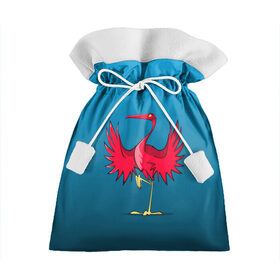 Подарочный 3D мешок с принтом Красный журавль в Рязани, 100% полиэстер | Размер: 29*39 см | Тематика изображения на принте: графика | журавль | персонаж | природа | птица | птичий мир | рисунок