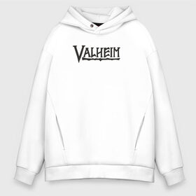 Мужское худи Oversize хлопок с принтом Valheim logo в Рязани, френч-терри — 70% хлопок, 30% полиэстер. Мягкий теплый начес внутри —100% хлопок | боковые карманы, эластичные манжеты и нижняя кромка, капюшон на магнитной кнопке | valheim | valheim логотип | вальхейм | выживание | игра | игры