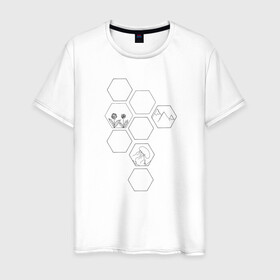 Мужская футболка хлопок с принтом Земля в Рязани, 100% хлопок | прямой крой, круглый вырез горловины, длина до линии бедер, слегка спущенное плечо. | гексагон | геометрия | горы | земля | планета | соты | шестиугольник