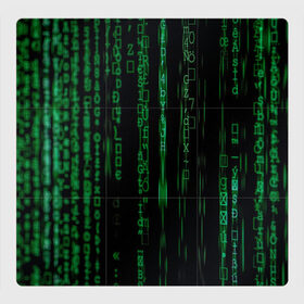 Магнитный плакат 3Х3 с принтом Матрица букв и чисел в Рязани, Полимерный материал с магнитным слоем | 9 деталей размером 9*9 см | green | движение букв и цифр | киберпространство | матрица | много букв и чисел