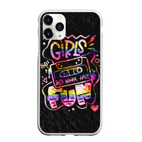 Чехол для iPhone 11 Pro матовый с принтом Girls just wanna have fun в Рязани, Силикон |  | 80 е | 80s | disco | fun | girl | joy | listen | love | music | party girl | pop | rap | retro | веселье | девушка | диско | кассета | клуб | любовь | молния | молодость | музыка | пленка | поп | прикол | радость | ретро | рэп | сердце | слушат