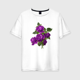 Женская футболка хлопок Oversize с принтом Букеты в Рязани, 100% хлопок | свободный крой, круглый ворот, спущенный рукав, длина до линии бедер
 | букетик | любовь | фиолетовый | цветы | яркое