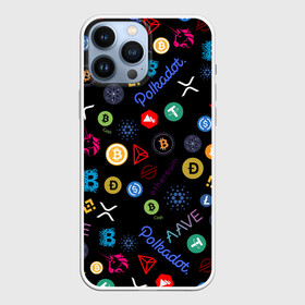 Чехол для iPhone 13 Pro Max с принтом ЛОГОТИПЫ КРИПТОВАЛЮТ | CRYPTOCURRENCIES (Z) в Рязани,  |  | Тематика изображения на принте: binance coin | bitcoin | blockchain | btc | cardano | crypto | ethereum | litecoin | polkadot | tether | xrp | биткоин | блокчейн | валюта | деньги | криптовалюта | майнер | майнинг | цифровая валюта | цифровое золото | эфир