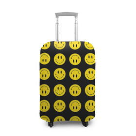 Чехол для чемодана 3D с принтом Смайлики в Рязани, 86% полиэфир, 14% спандекс | двустороннее нанесение принта, прорези для ручек и колес | emoji | smile | sticker | грусть | любовь | печаль | плачь | смайлики | стикеры | текстура | улыбка | эмоджи | эмодзи