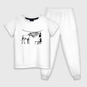 Детская пижама хлопок с принтом Зебра Banksy в Рязани, 100% хлопок |  брюки и футболка прямого кроя, без карманов, на брюках мягкая резинка на поясе и по низу штанин
 | art | banksy | street art | арт | бэнкси | граффити | со смыслом | сосмыслом | стритарт