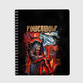 Тетрадь с принтом Powerwolf в Рязани, 100% бумага | 48 листов, плотность листов — 60 г/м2, плотность картонной обложки — 250 г/м2. Листы скреплены сбоку удобной пружинной спиралью. Уголки страниц и обложки скругленные. Цвет линий — светло-серый
 | heavy metal | metal | powerwolf | группы | метал | музыка | пауэр метал | рок | хеви метал