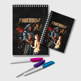 Блокнот с принтом Powerwolf в Рязани, 100% бумага | 48 листов, плотность листов — 60 г/м2, плотность картонной обложки — 250 г/м2. Листы скреплены удобной пружинной спиралью. Цвет линий — светло-серый
 | Тематика изображения на принте: heavy metal | metal | powerwolf | группы | метал | музыка | пауэр метал | рок | хеви метал