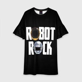 Детское платье 3D с принтом Robot Rock в Рязани, 100% полиэстер | прямой силуэт, чуть расширенный к низу. Круглая горловина, на рукавах — воланы | cyberpunk | daft | daftpunk | electronic | get | guy | guy manuel | human | lucky | music | punk | robot | rock | thomas | дафт | дафтпанк | киберпанк | музыка | ню диско | панк | робот | рок | техно | томас | электро | электроник рок