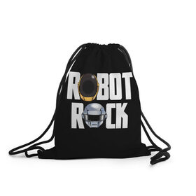 Рюкзак-мешок 3D с принтом Robot Rock в Рязани, 100% полиэстер | плотность ткани — 200 г/м2, размер — 35 х 45 см; лямки — толстые шнурки, застежка на шнуровке, без карманов и подкладки | cyberpunk | daft | daftpunk | electronic | get | guy | guy manuel | human | lucky | music | punk | robot | rock | thomas | дафт | дафтпанк | киберпанк | музыка | ню диско | панк | робот | рок | техно | томас | электро | электроник рок