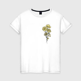 Женская футболка хлопок с принтом Flo в Рязани, 100% хлопок | прямой крой, круглый вырез горловины, длина до линии бедер, слегка спущенное плечо | flo | flowers | растения | флористика | цветение | цветы