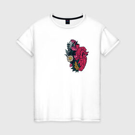 Женская футболка хлопок с принтом Heart в Рязани, 100% хлопок | прямой крой, круглый вырез горловины, длина до линии бедер, слегка спущенное плечо | flo | flowers | растения | флористика | цветение | цветы