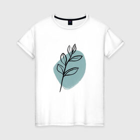 Женская футболка хлопок с принтом Ботаническая абстракция в Рязани, 100% хлопок | прямой крой, круглый вырез горловины, длина до линии бедер, слегка спущенное плечо | абстракция | минимализм | растение | растения | современное искусство