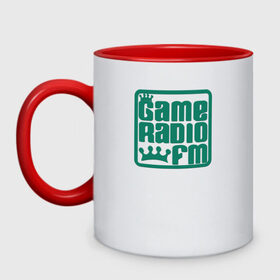 Кружка двухцветная с принтом GAME RADIO FM GTA в Рязани, керамика | объем — 330 мл, диаметр — 80 мм. Цветная ручка и кайма сверху, в некоторых цветах — вся внутренняя часть | 4 | 5 | five | games | grand theft auto | gta | gta v | los santos | online | rockstar | san andreas | великое авто воровство | гта | гташка | игры | логотип | лос сантос | майкл | мафия | ограбление | онлайн | пеф | рокстар | самп | сан андреас 