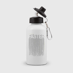 Бутылка спортивная с принтом FASTER в Рязани, металл | емкость — 500 мл, в комплекте две пластиковые крышки и карабин для крепления | fast | faster | бегун | быстрый | надпись | спорт | спортсмен | текст | текстовый