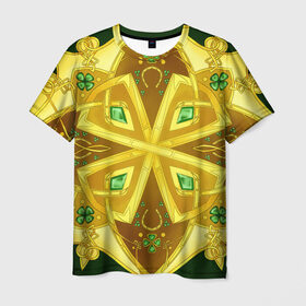 Мужская футболка 3D с принтом Золотой клевер в Рязани, 100% полиэфир | прямой крой, круглый вырез горловины, длина до линии бедер | Тематика изображения на принте: золото | кельтский узор | клевер | подарки | узор