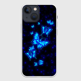 Чехол для iPhone 13 mini с принтом Неоновые бабочки в Рязани,  |  | butterfly | dream | fantasy | neon | space | stars | wings | бабочки | бабочки космос | блестящие | весна | вселенная | галактика | голубые бабочки | девочкам | девушкам | звезды | космические | космос | крыя | лето