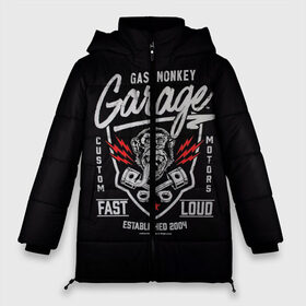 Женская зимняя куртка Oversize с принтом Gas Monkey Garage в Рязани, верх — 100% полиэстер; подкладка — 100% полиэстер; утеплитель — 100% полиэстер | длина ниже бедра, силуэт Оверсайз. Есть воротник-стойка, отстегивающийся капюшон и ветрозащитная планка. 

Боковые карманы с листочкой на кнопках и внутренний карман на молнии | garage | gas | monkey | автомобили | гараж | ретро