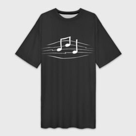 Платье-футболка 3D с принтом Музыкальные ноты в Рязани,  |  | clef | instrument | music | musical | notation | note | notes | tablature | treble | грамота | инструмент | ключ | музыка | музыкальный | нота | нотная | ноты | скрипичный | табулатура