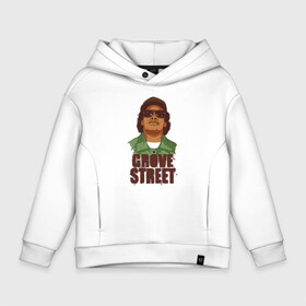 Детское худи Oversize хлопок с принтом GROVE STREET в Рязани, френч-терри — 70% хлопок, 30% полиэстер. Мягкий теплый начес внутри —100% хлопок | боковые карманы, эластичные манжеты и нижняя кромка, капюшон на магнитной кнопке | 4 | 5 | five | games | grand theft auto | gta | gta v | los santos | online | rockstar | san andreas | великое авто воровство | гта | гташка | игры | логотип | лос сантос | майкл | мафия | ограбление | онлайн | пеф | рокстар | самп | сан андреас 